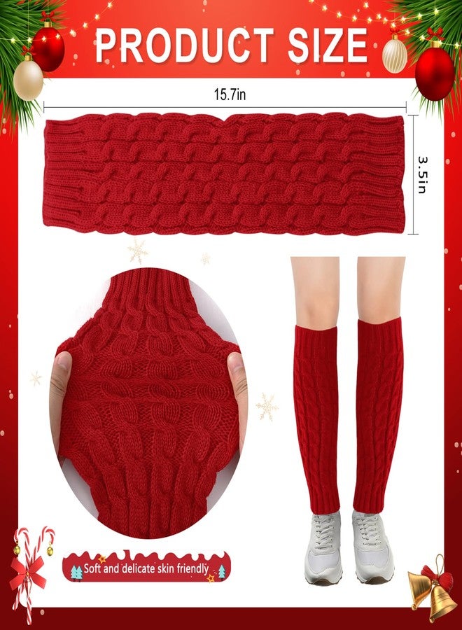 Junely Leg Warmers Christmas Leg Warmer Knit Legwarmers Neon for Winter 80s Ballet Dance Figure Skating Ice Skating Boot Red - Image 5